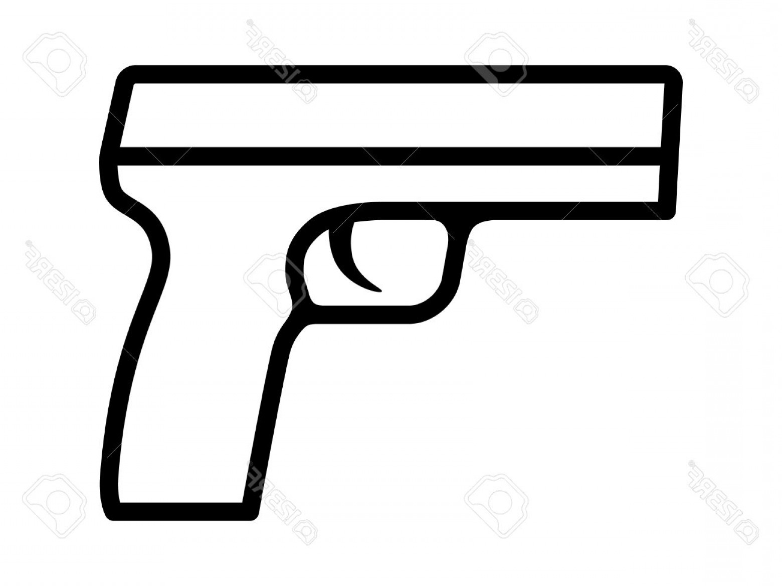 1560x1168 Photostock Vector Modern Semi Automatic Pistol Gun Weapon Line Art