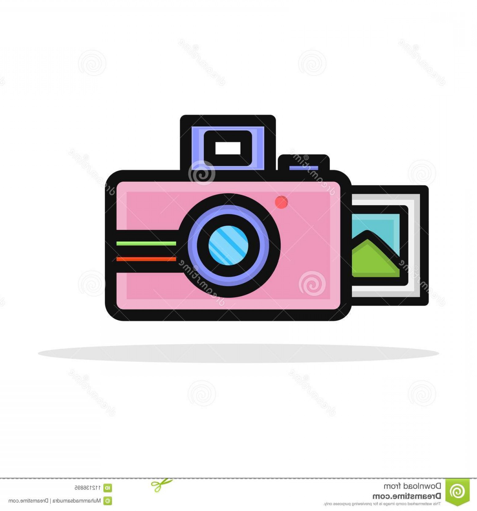 1560x1668 Polaroid Instant Camera Icon Vector Design Using Pink Purple Color