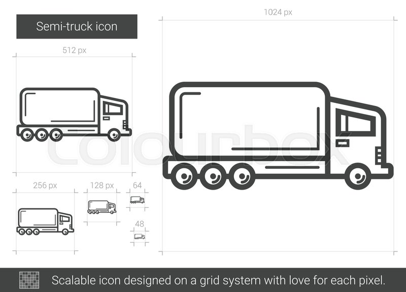 800x576 Semi Truck Vector Line Icon Isolated Stock Vector Colourbox