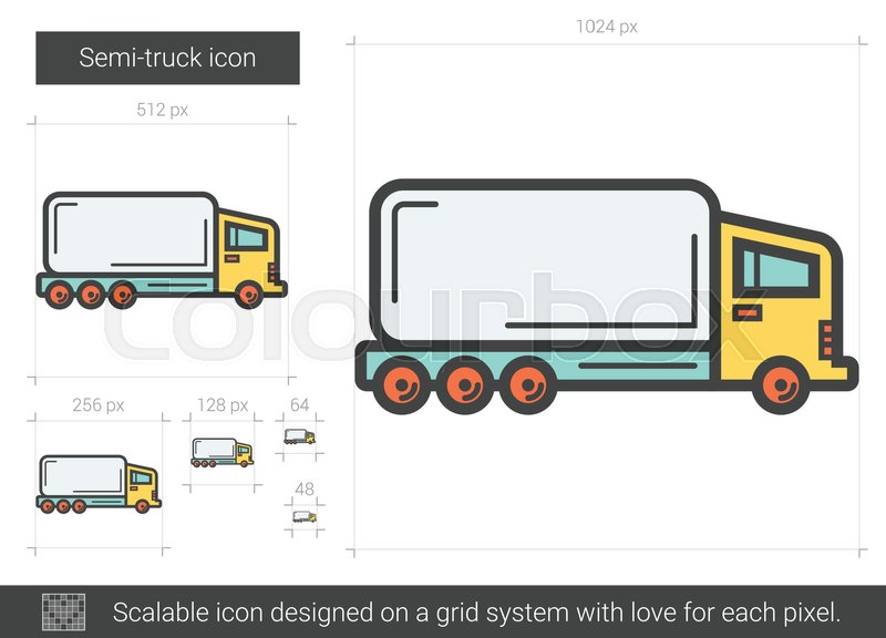 800x576 Semi Truck Vector Line Icon Isolated Stock Vector Colourbox
