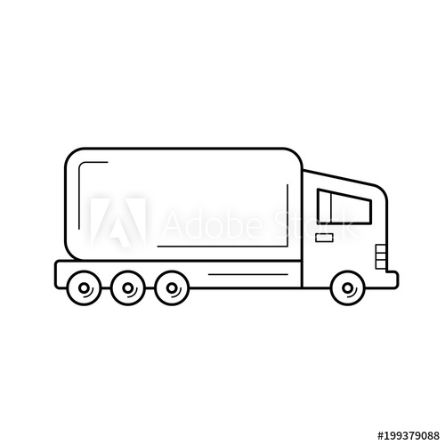 500x500 Semi Truck Vector Line Icon Isolated On White Background Delivery