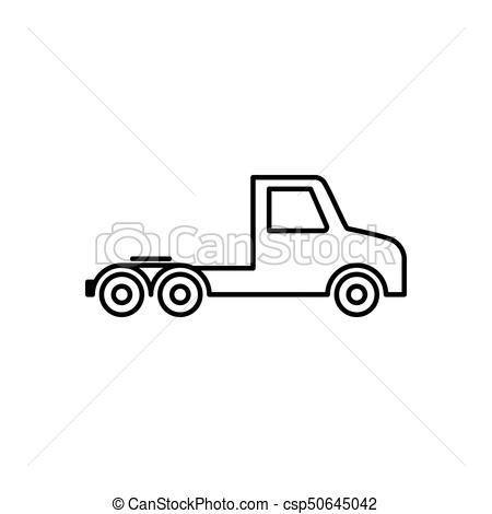450x470 Thin Line Semi Truck Icon On White Background Vector