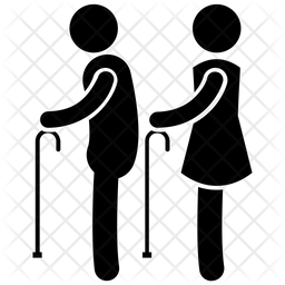 256x256 Senior Citizens Icon Of Glyph Style