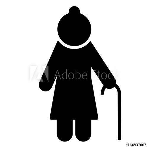 500x500 Elderly Woman Icon Pensioner Silhouette Symbol Vector