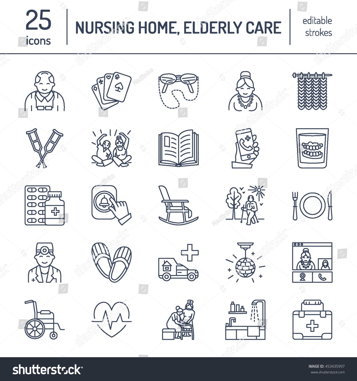1500x1600 Modern Vector Line Icon Of Senior And Elderly Care Nursing Home
