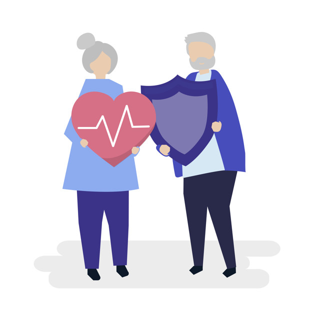626x626 Senior Couple Holding Health Insurance Icons