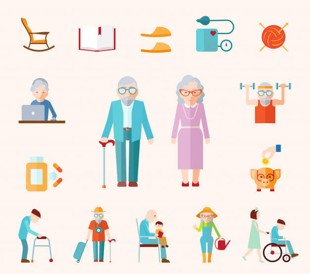 626x554 Senior Lifestyle Flat Icons Vector Free Download