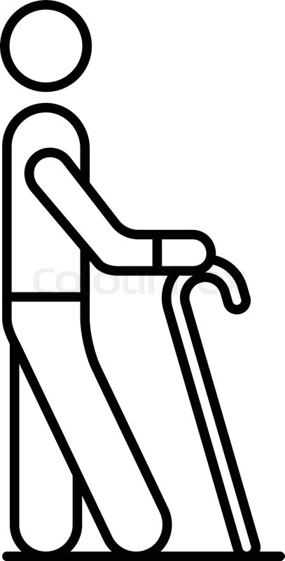 407x800 Senior Man Walk Stick Icon Outline Stock Vector Colourbox