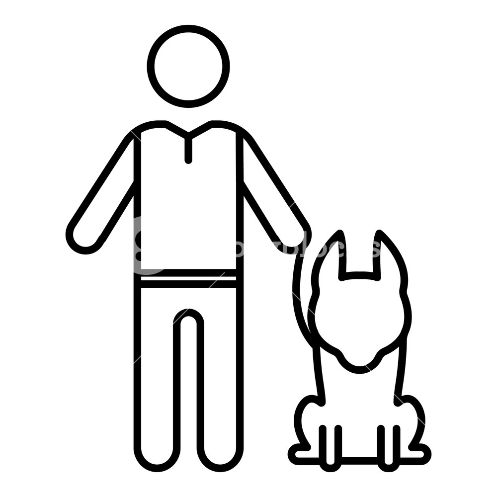 1000x1000 Senior Man With Dog Icon Outline Senior Man With Dog Vector Icon