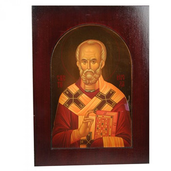350x350 Icon Of St Nicholas In Wood Small Serbian Shop