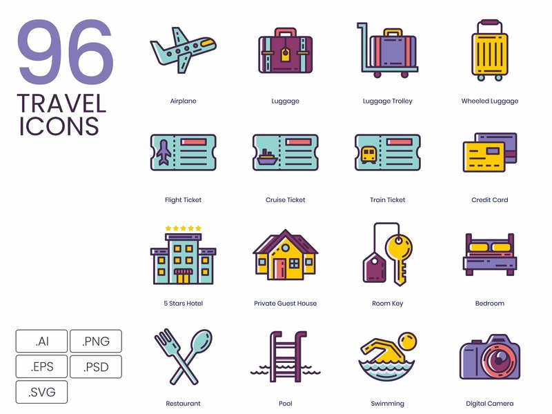 800x600 Travel Icons Lilac Series
