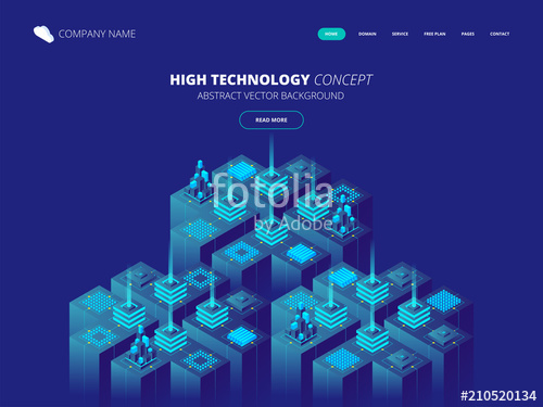 500x375 Isometric Server Room And Big Data Processing Concept, Datacenter