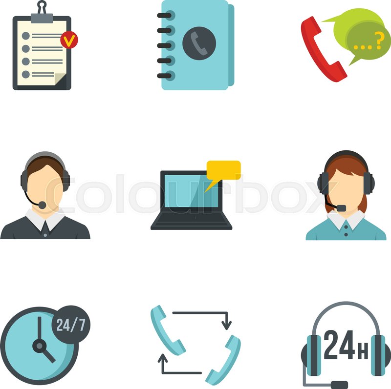 800x797 Support Help Desk Icons Set Flat Stock Vector Colourbox