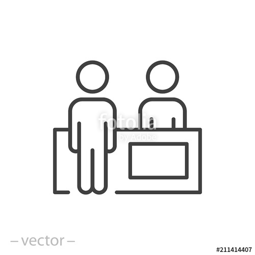 500x500 Reception Icon, Customer Service Desk Line Sign