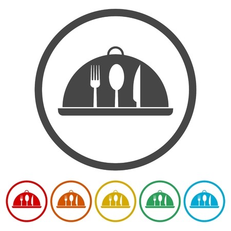 450x450 Food Cover Vector Icon, Food Serving Tray Platter Icon, Colors