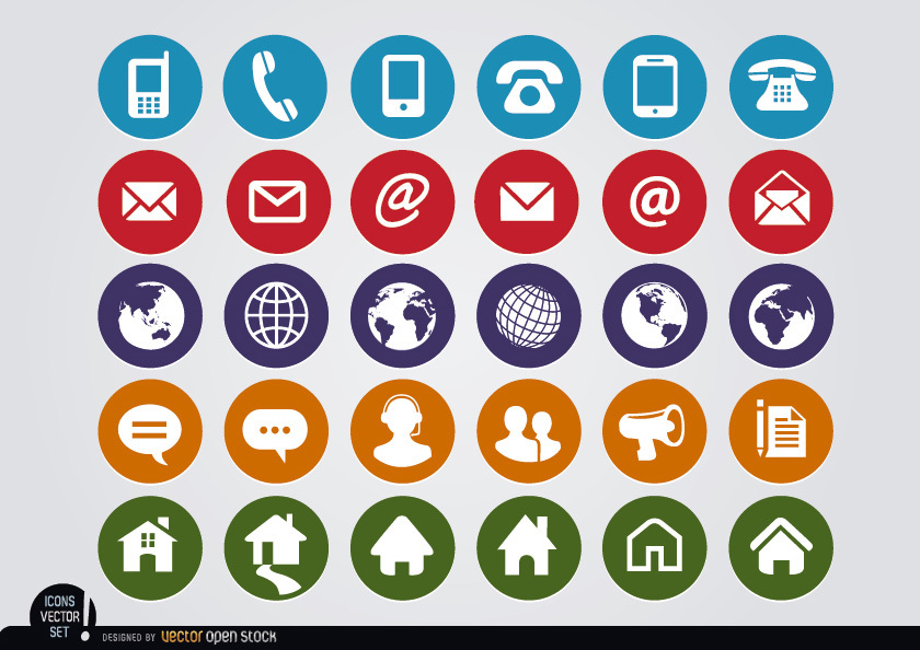 Round Web Contact Icons Set 840x594 Round Web Contact Icons Set