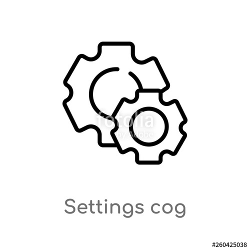 500x500 Outline Settings Cog Vector Icon Isolated Black Simple Line