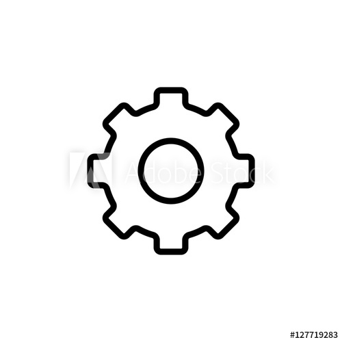 500x500 Thin Line Settings Gear Icon On White Background