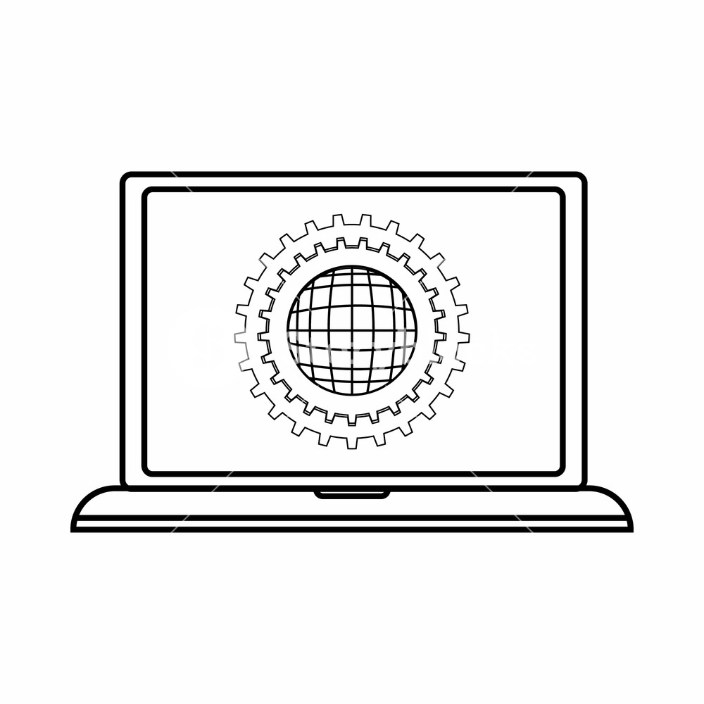 Laptop Settings Icon In Outline Style Isolated On White Background 1000x1000 Laptop Settings Icon In Outline Style Isolated On White Background
