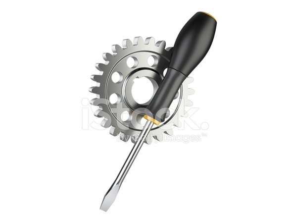 586x440 Settings Icon With Big Gear Wheel And Screwdriver Stock Photos