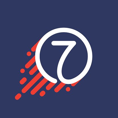 416x416 Number Seven Icon In Circle With Speed Premium Clipart
