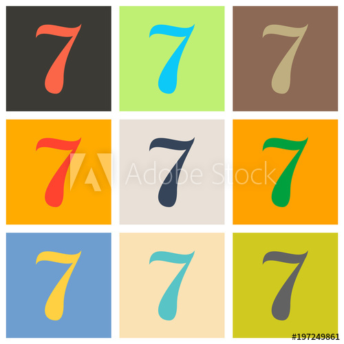 500x500 Set Of Slot Machine Seven Icon Color Flat Illustration