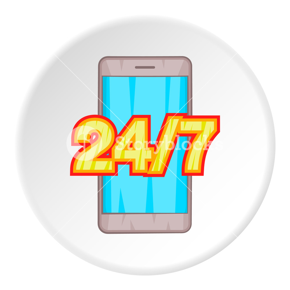 1000x1000 Twenty Four And Seven Icon Flat Illustration Of Twenty Four