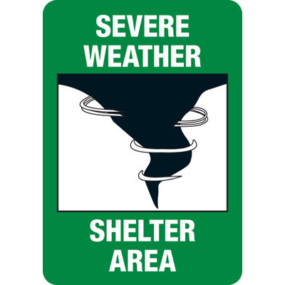 400x400 Severe Weather Shelter Area Evacuation Sign Seton