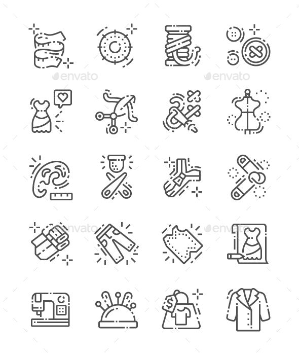 590x700 Sewing Line Icons