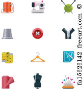 168x180 Free Art Print Of Sewing Tailoring Icons Icons For Sewing