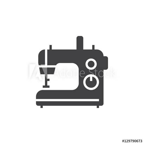 500x500 Sewing Machine Icon Vector, Filled Flat Sign, Solid Pictogram
