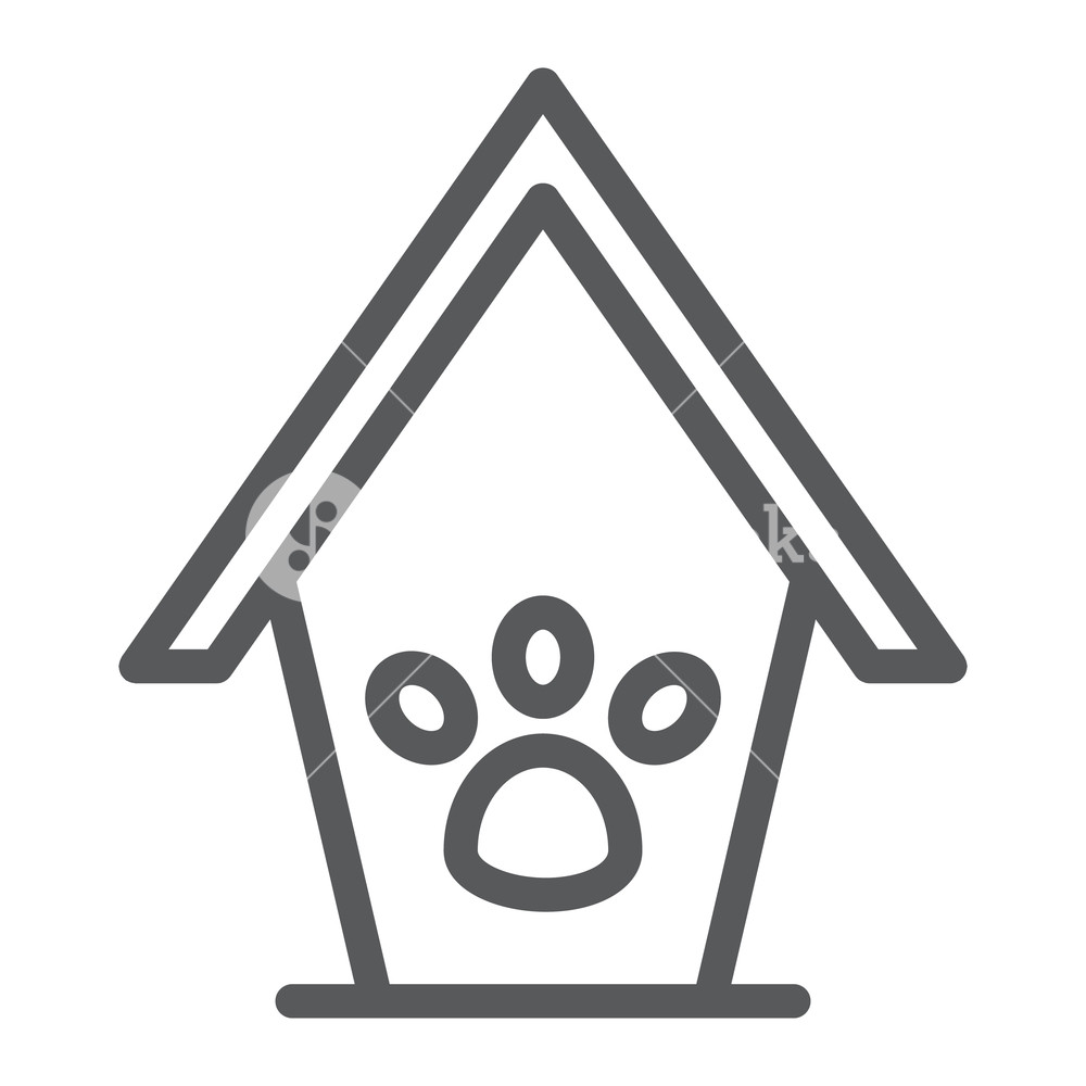 1000x1000 Pet House Line Icon, Animal And Home, Dog House Sign, Vector