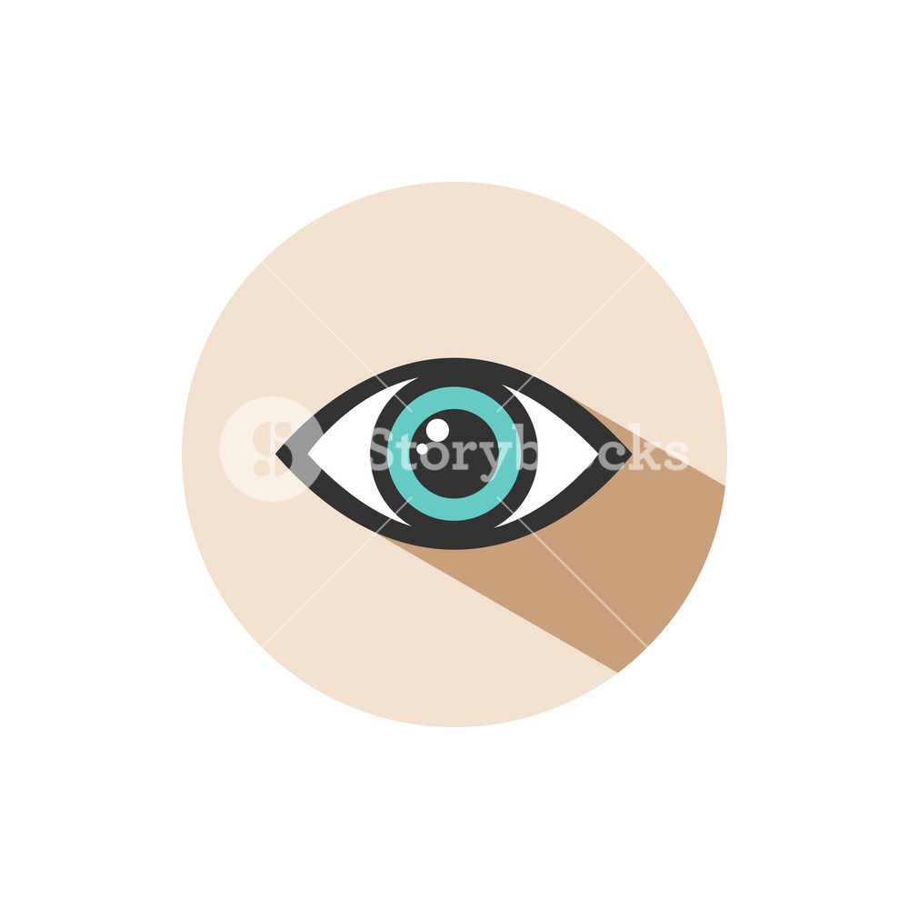 1000x1000 Human Eye Icon With Shade On A Circle Vector Illustration Royalty