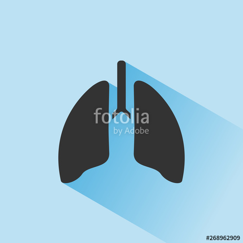 500x500 Lungs Icon With Shade On Blue Background Stock Image And Royalty