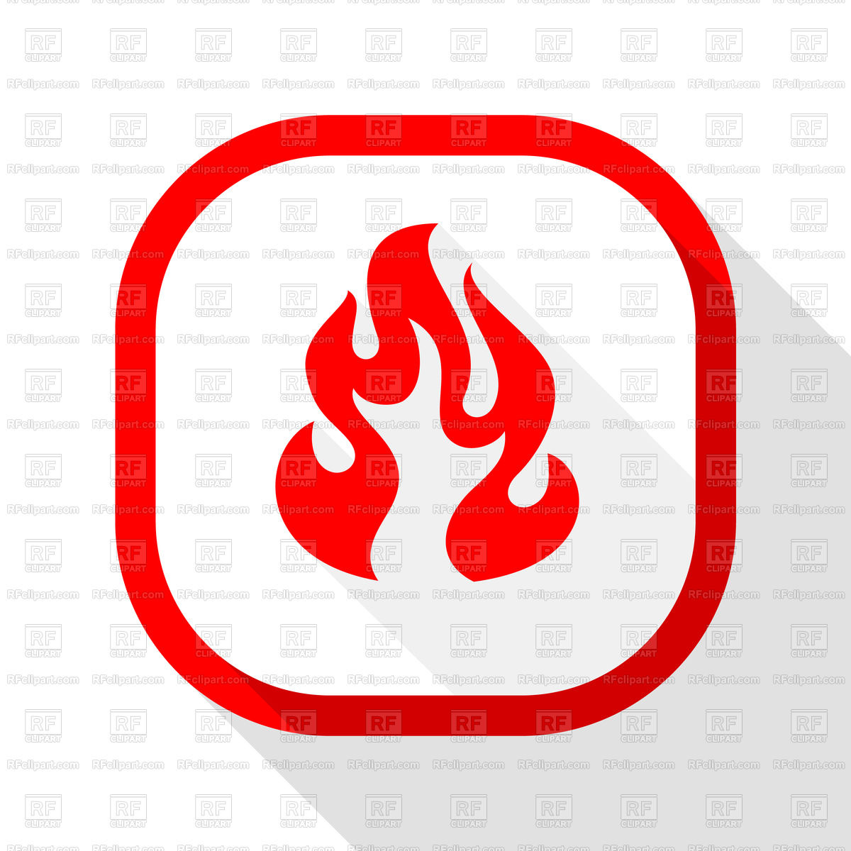 1200x1200 Fire Flame Red Icon With Shadow On A Rounded Rd Square Button