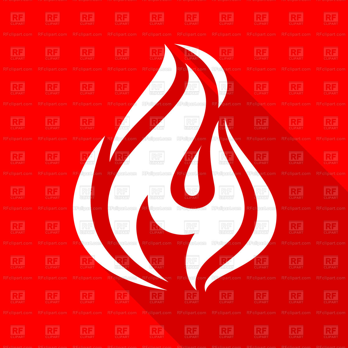 1200x1200 Fire White Icon With Shadow On Red Background Vector Image