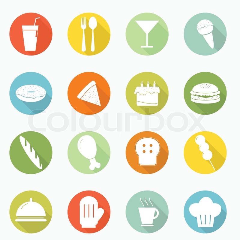 800x800 Food Icon Long Shadow Design Stock Vector Colourbox