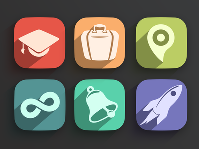 400x300 Flat Long Shadow Icons Examples Actions Designbump