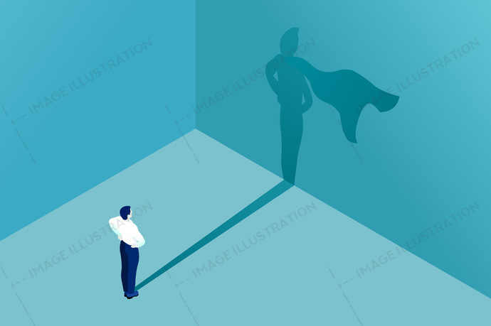 690x459 Superhero Shadow Icon Business Illustration