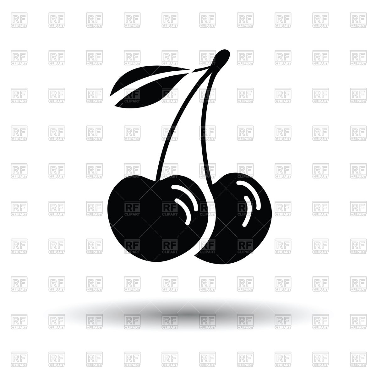 1200x1200 Cherry Icon With Shadow Design Vector Image Of Food And Beverages