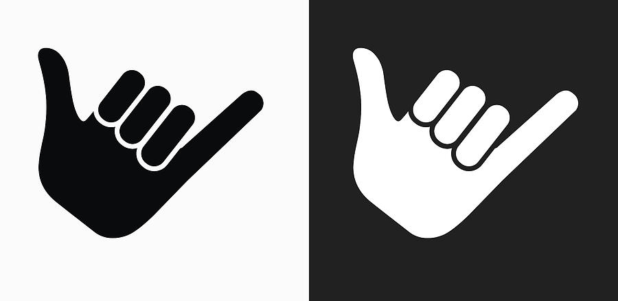 900x438 Shaka Sign Icon On Black And White Vector Backgrounds