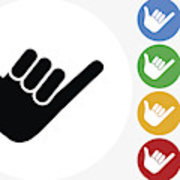 180x180 Shaka Sign Icon On Flat Color Circle Buttons Metal Print