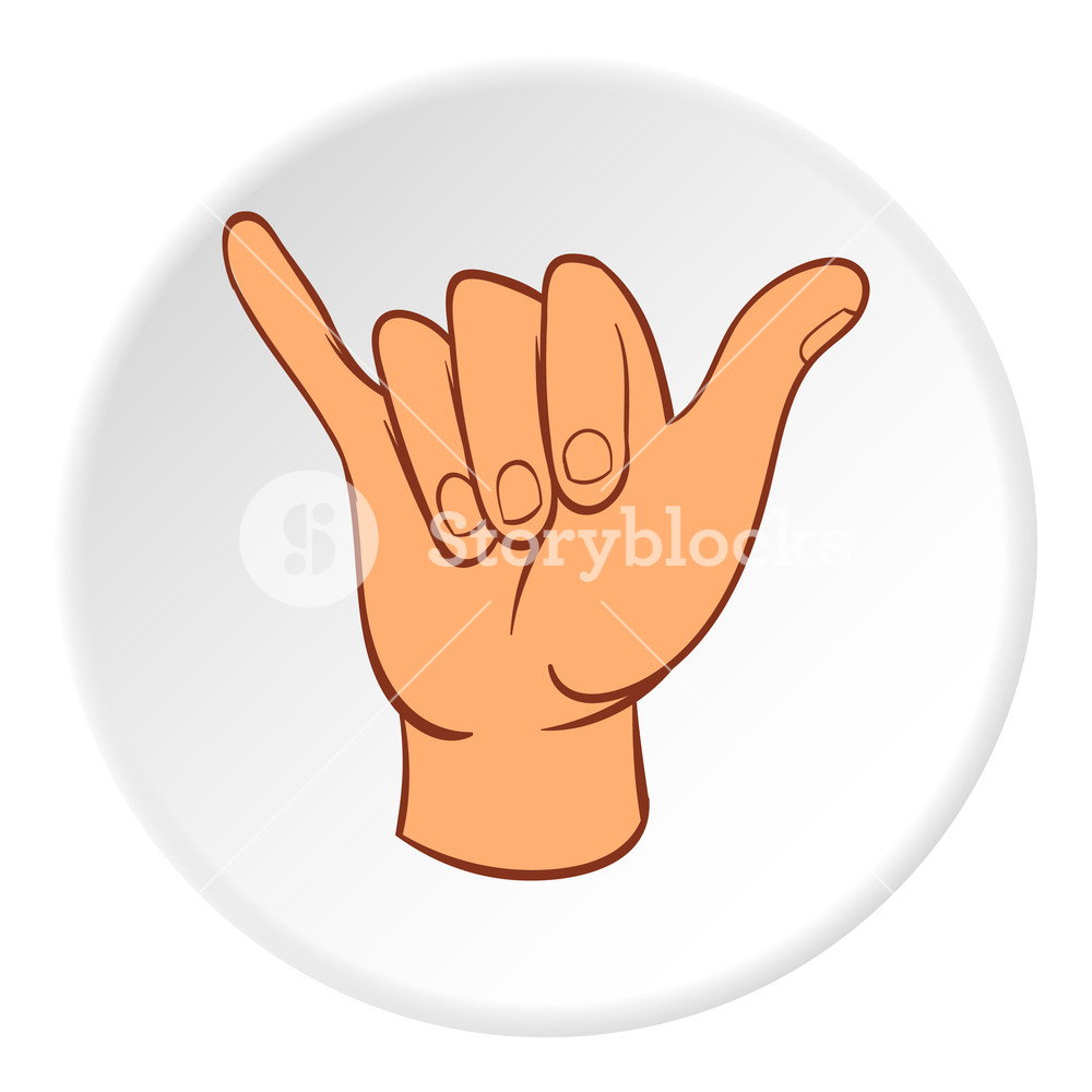 1000x1000 Gesture Shaka Icon In Cartoon Style On White Circle Background
