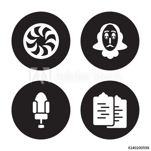 500x500 Vector Icon Set Shutter, Seat, Shakespeare, Scenario Isolated