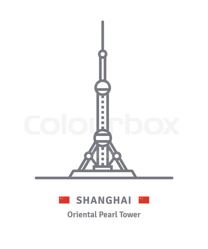 667x800 Shanghai Line Icon Theoriental Pearl Stock Vector Colourbox