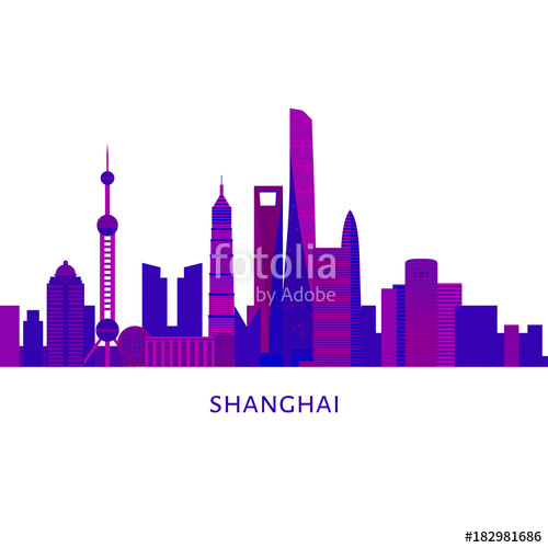 500x500 Flat Building Of China Country, Travel Icon Landmark Shanghai