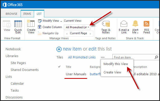 629x396 Tip For Editing Promoted Links In Sharepoint Views