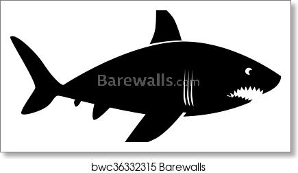 435x252 Black Shark Vector Icon, Art Print Barewalls Posters Prints