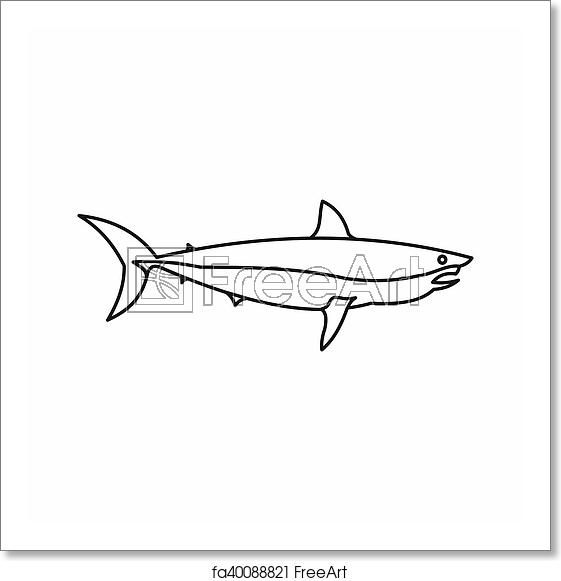 561x581 Free Art Print Of Shark Icon, Outline Style Shark Icon In Outline