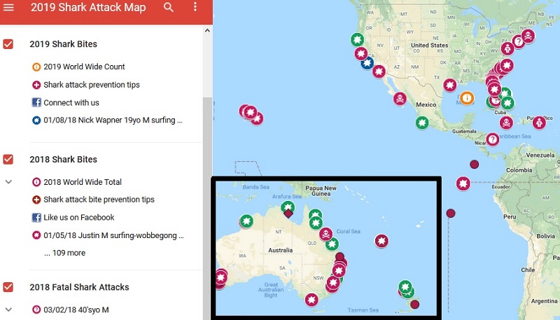 800x457 Shark Attack Map Tracking Sharks